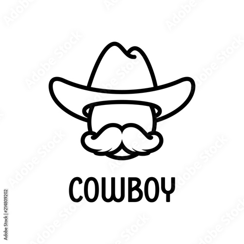 Vector cowboy icon with hat