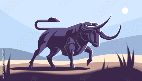 Bull in nature.