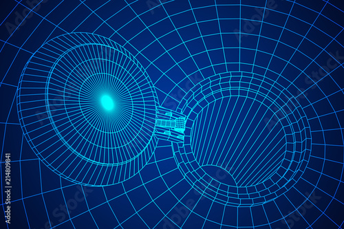 Cover rocket silo intercontinental ballistic missile. Wireframe low poly mesh vector illustration