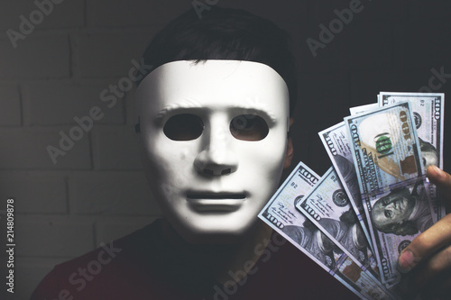 Canvastavla Bribery people with dollar bills in hand and quiet gesture