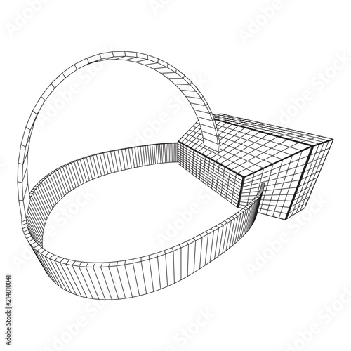 VR Glasses virtual reality helmet headset. Wireframe low poly mesh vector illustration