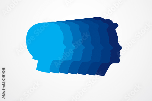 Girl maturation age years concept, adulthood idea, the time of life, periods and cycle of life, growing old, from infancy to maturity. Vector simple classic icon or logo design.