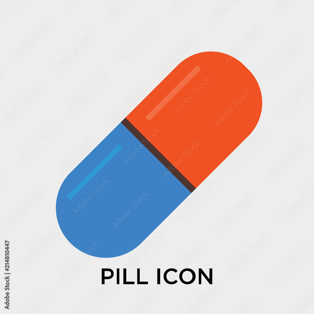 Pill icon vector sign and symbol isolated on white background, Pill logo concept Pill icon vector sign and symbol isolated on white background, Pill logo concept
