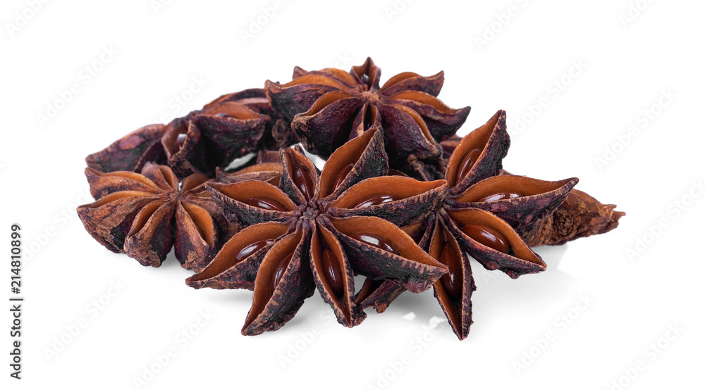 Chinese star anise seed isolated over the white background