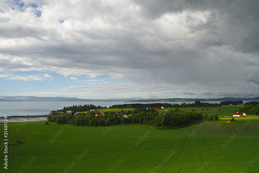 Scenic green landscape of Norway during summer time Scenic green landscape of Norway during summer time