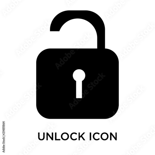 Unlock icon vector sign and symbol isolated on white background, Unlock logo concept