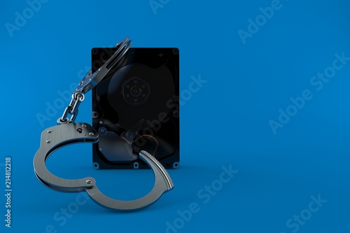 Hard drive with handcuffs