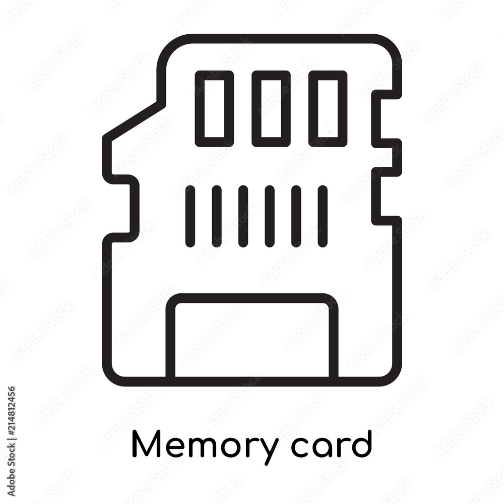 Vetor de Memory card icon vector sign and symbol isolated on white