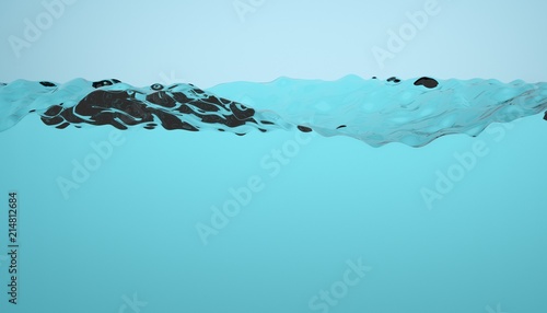 Half empty water tank illustration. clean water. Water in a glass box.