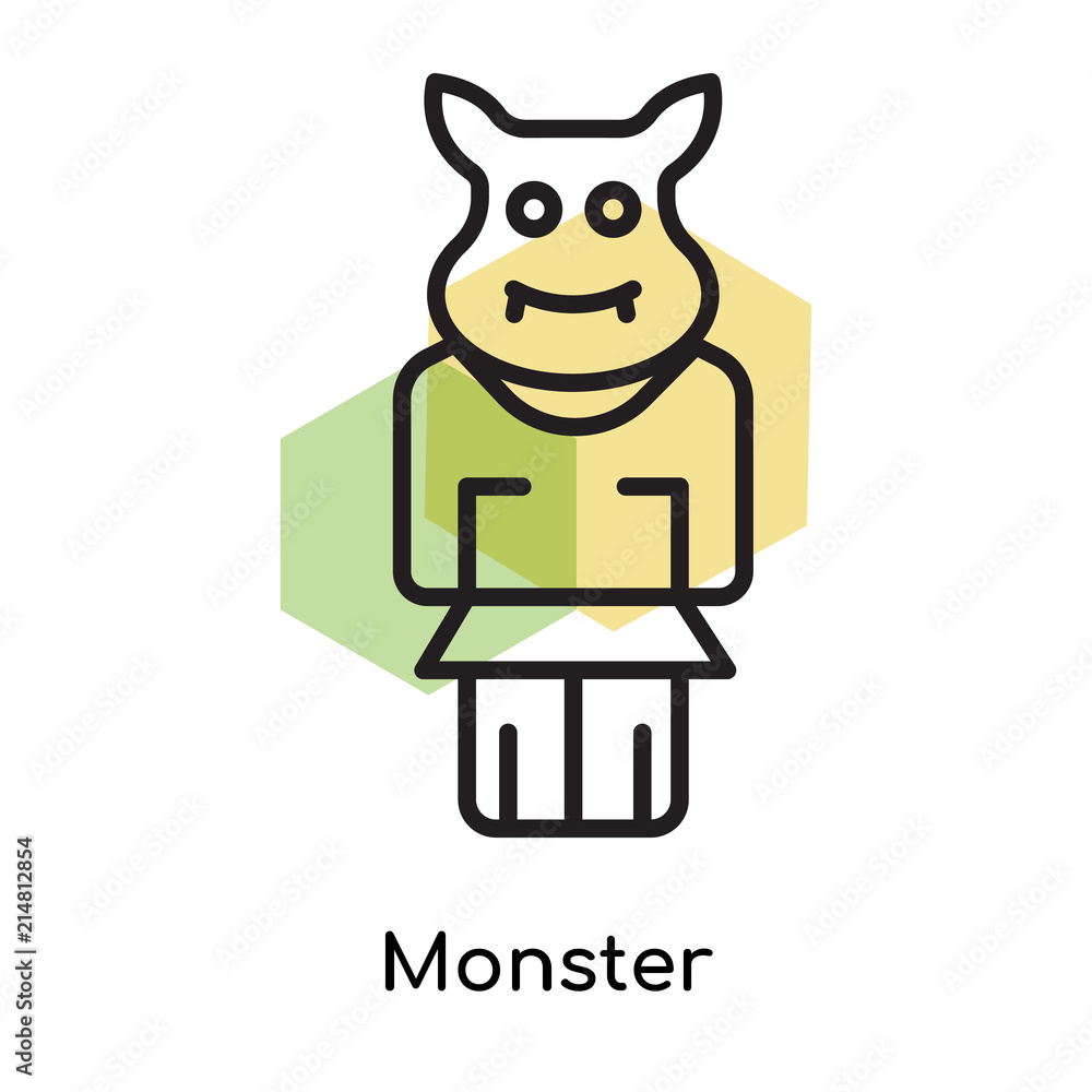 Monster icon vector sign and symbol isolated on white background, Monster logo concept Monster icon vector sign and symbol isolated on white background, Monster logo concept