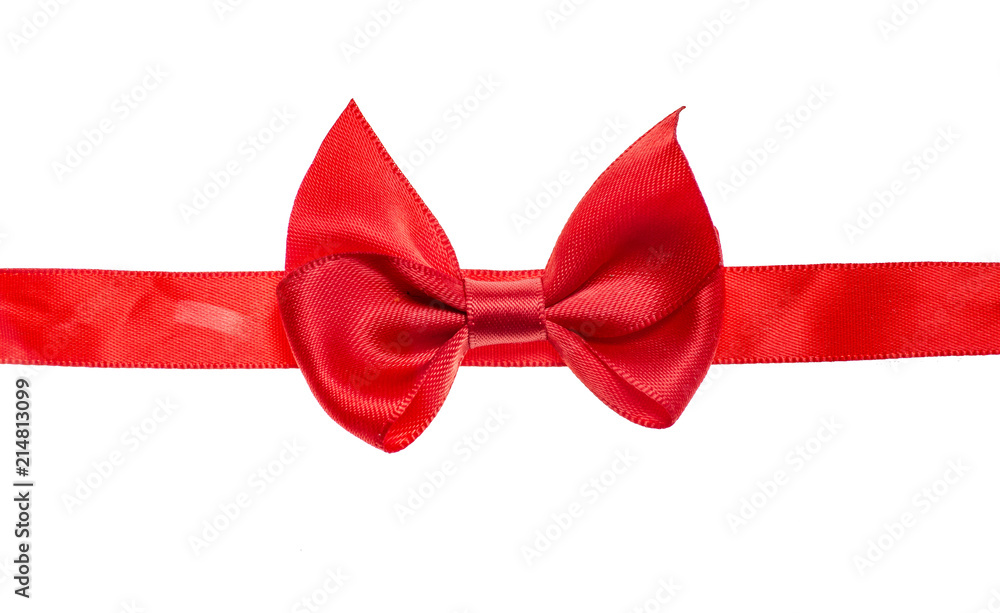 Red tape bow on white background isolation