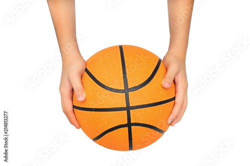 hands throwing or catching a basketball isolated on white