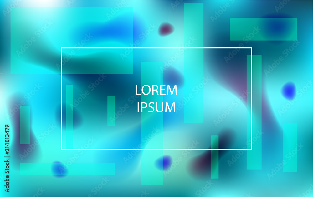 Blue vibrant background with abstract dynamic shapes. Modern turquoise water wallpaper with gradient blobs for ui design, web, apps wallpaper, banner