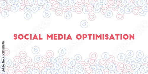 Social media icons. White concept. Falling scattered thumbs up hearts. Scattered border elements on 