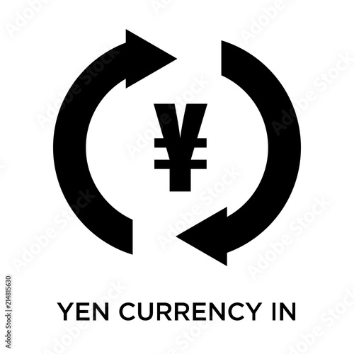Yen currency in counterclockwise arrows circle icon vector sign and symbol isolated on white background, Yen currency in counterclockwise arrows circle logo concept