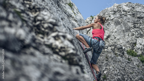 climbing woman