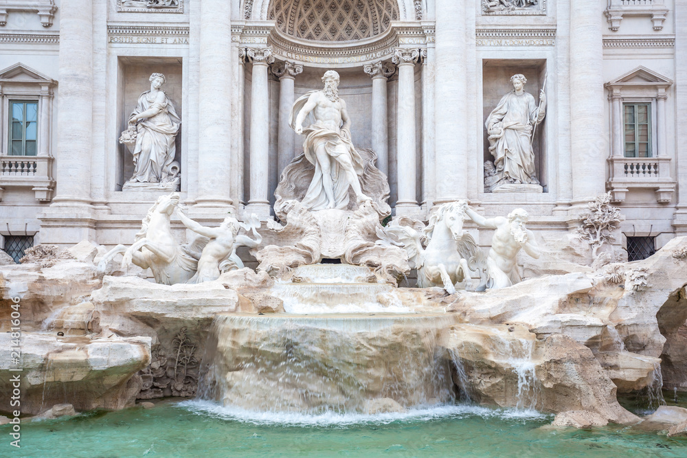 Trevi fountain in the evening, Rome, Italy. Rome baroque architecture and landmark