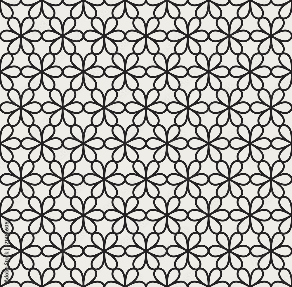 Fototapeta premium Floral Stylish Seamless Pattern. Geometric Vector Leaves Background.