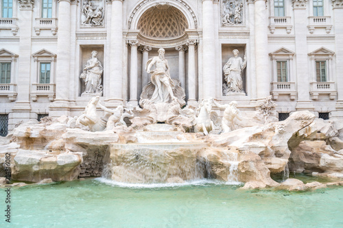 Trevi fountain in the evening, Rome, Italy. Rome baroque architecture and landmark
