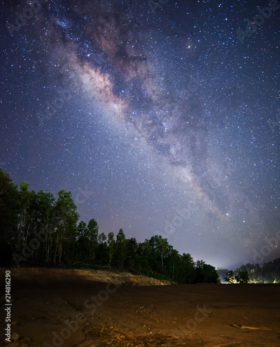 Starry night sky with stars and Milky Way Galaxy. soft focus and noise due to long expose and high iso. © udoikel09