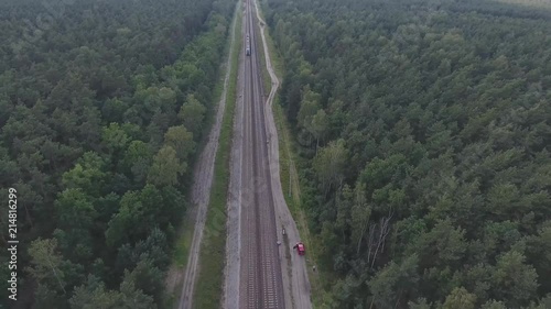 Train in Poland filmed in 4k with a DJI Phantom4. photo