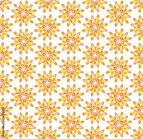 Decorative Tiles Vector Seamless. Traditional golden floral style background. Abstract mandala geometric texture.