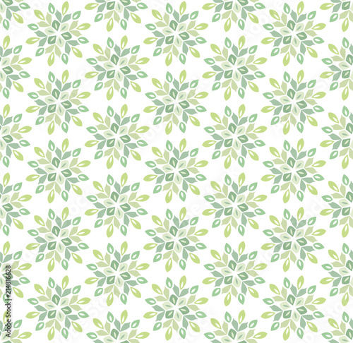 Decorative Tiles Vector Seamless. Traditional green floral style background. Abstract mandala geometric texture.