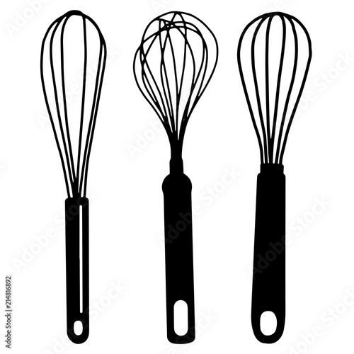 Hand drawn whisk kitchen utensil. Egg beater illustration