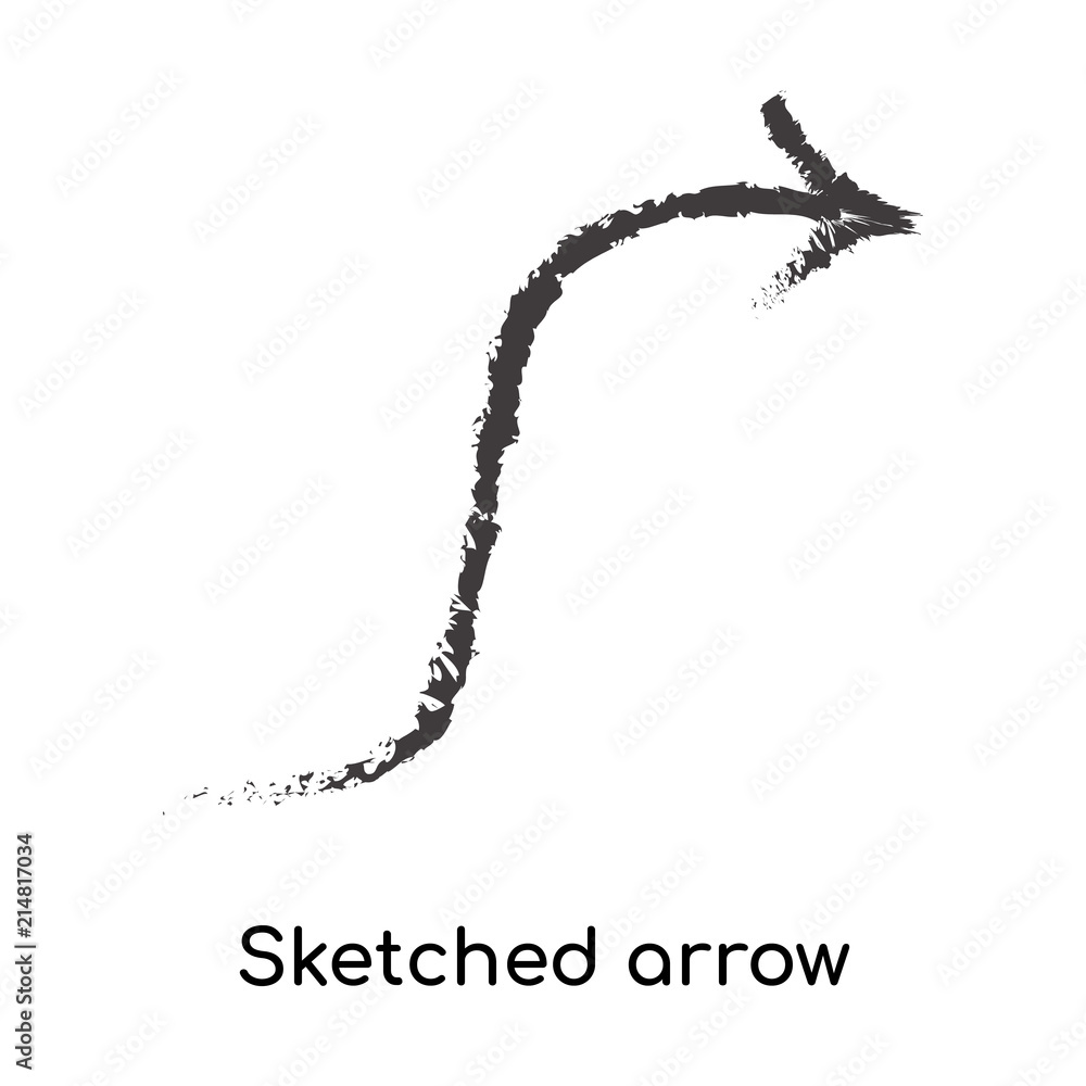 Sketched arrow icon vector sign and symbol isolated on white background, Sketched arrow logo concept Sketched arrow icon vector sign and symbol isolated on white background, Sketched arrow logo concept