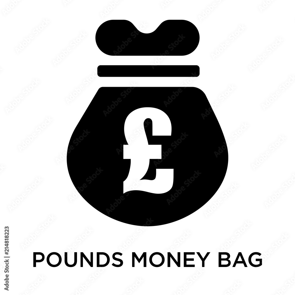 Pounds money bag icon vector sign and symbol isolated on white background,  Pounds money bag logo concept Stock Vector | Adobe Stock