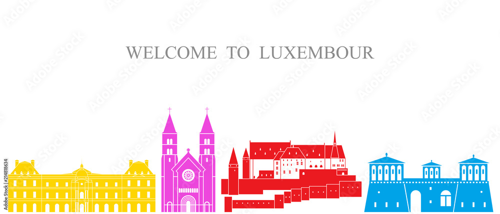 Luxembourg. Isolated architecture on white background 