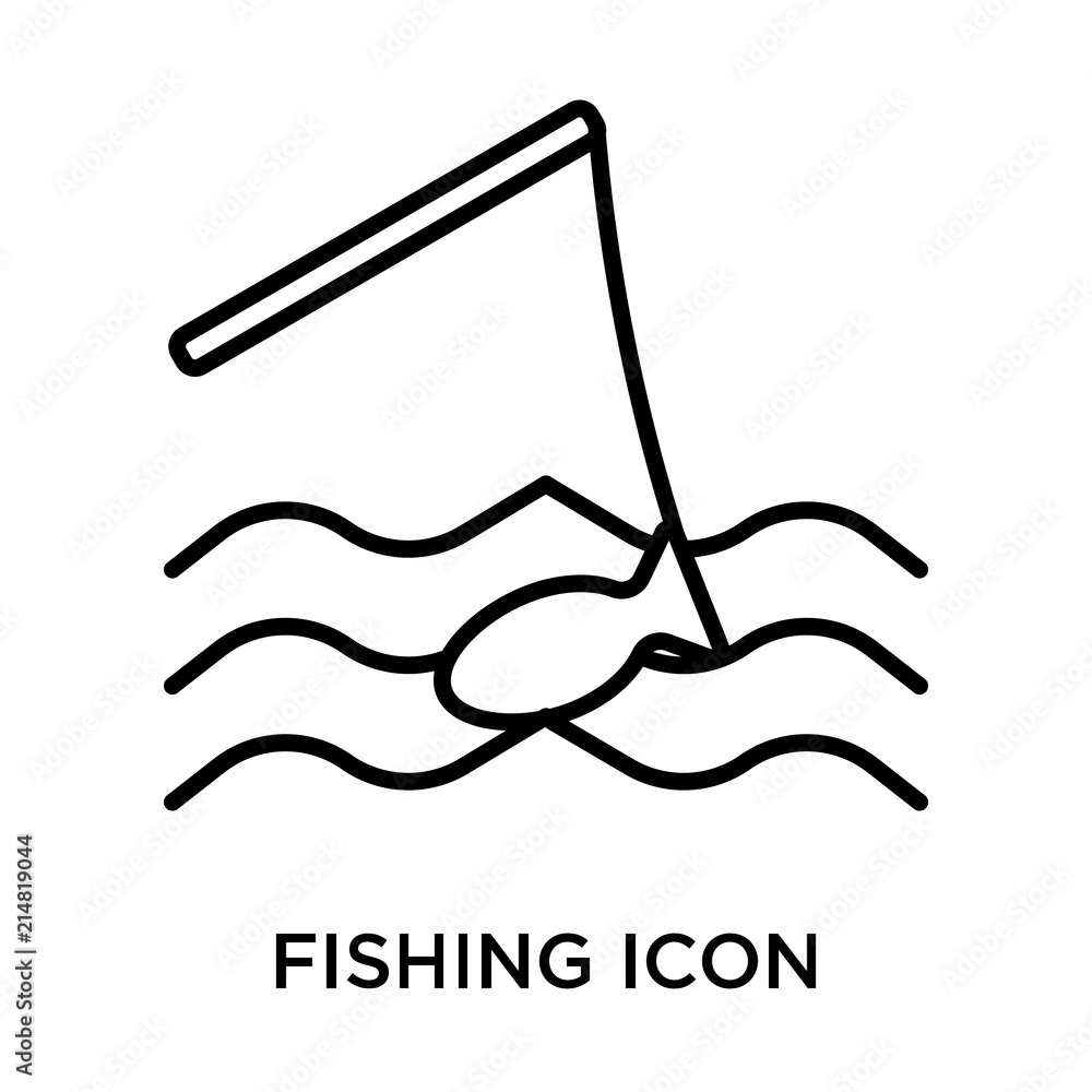 Fishing icon vector sign and symbol isolated on white background, Fishing logo concept Fishing icon vector sign and symbol isolated on white background, Fishing logo concept