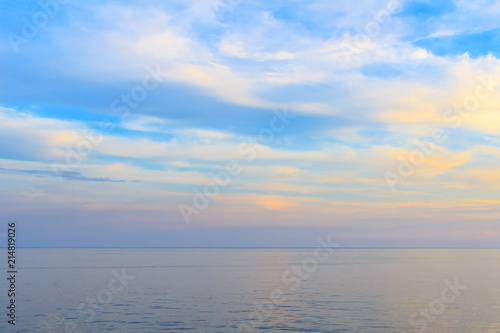 Colorful seascape after sunset in the Adriatic sea at Montenegro