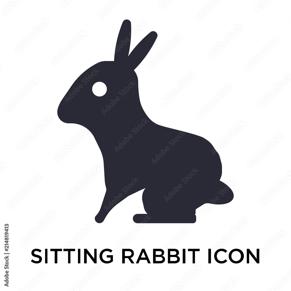 Sitting Rabbit icon vector sign and symbol isolated on white background ...