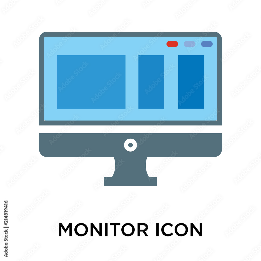 Monitor icon vector sign and symbol isolated on white background, Monitor logo concept Monitor icon vector sign and symbol isolated on white background, Monitor logo concept