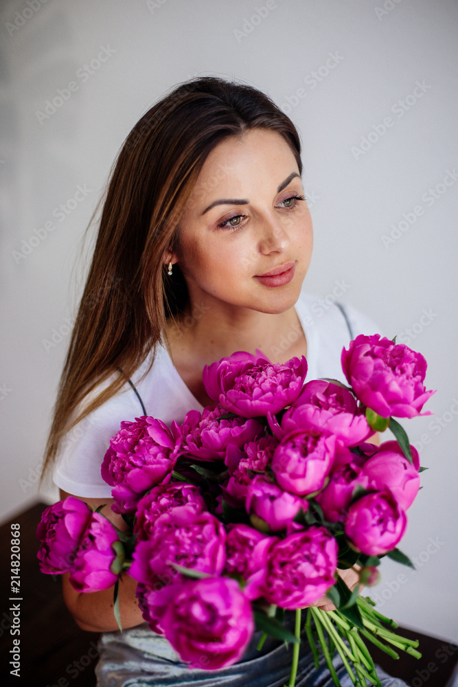 Bouquet of peonies in hands. Bouquet of peonies in hands.