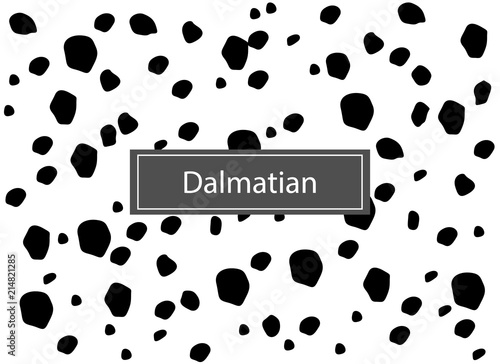 Animal pattern for textile design. Seamless pattern of dalmatian spots. Horizontal background, black chaotic spots isolated on white.