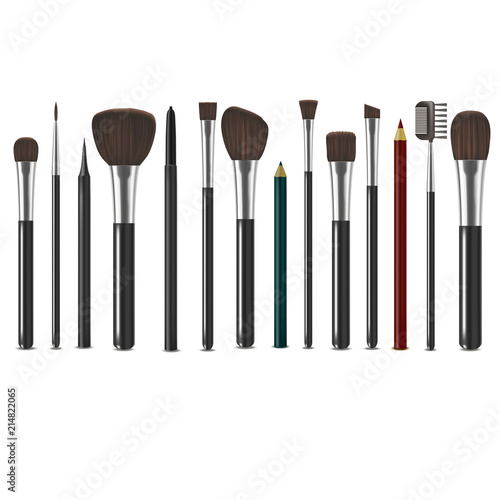 Realistic Detailed 3d Makeup Tools Set. Vector