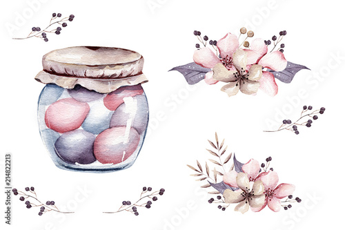 Watercolor easter egs and compositions clipart photo
