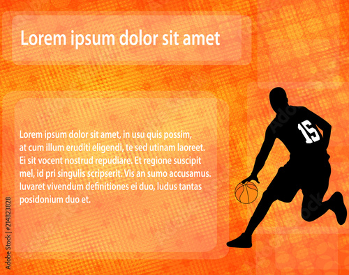 basketball player silhouette on the abstract background -vector