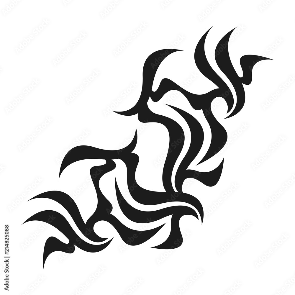 Naklejka premium Ornamental abstract ink shape. Simple tattoo. Tribal sign.