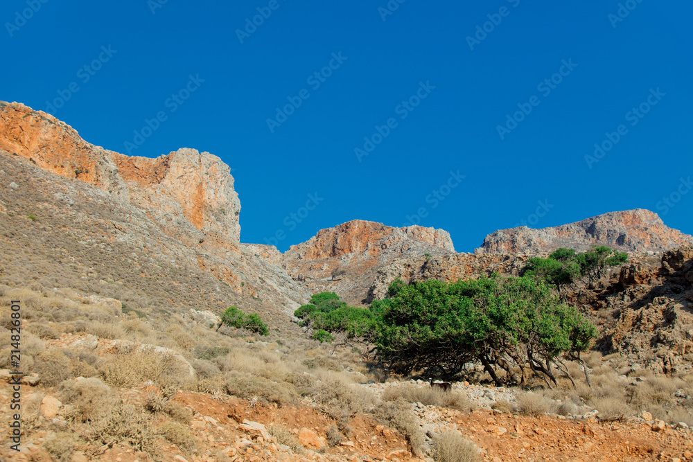 Idylic west Crete landscape in summertime season, Greece