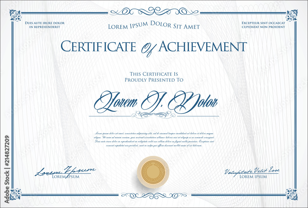 Certificate or diploma retro template vector illustration - obrazy, fototapety, plakaty 