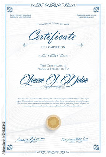 Certificate or diploma retro template vector illustration