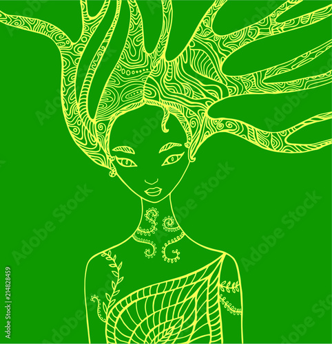 Fantasy silhouette woman fairy.