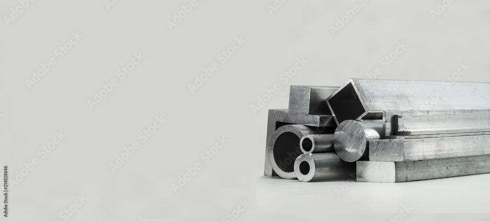 Naklejka premium Different metal profiles on white background
