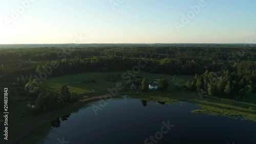 Wallpaper Mural Beautiful Aerial Pan Shot Of Large Lake Surrounded by Forest Torontodigital.ca