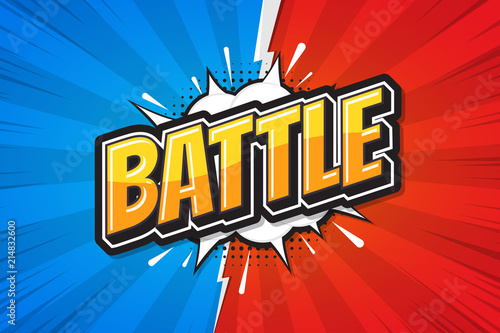 Fotografie, Tablou Battle background poster comic speech bubble. Vector illustration
