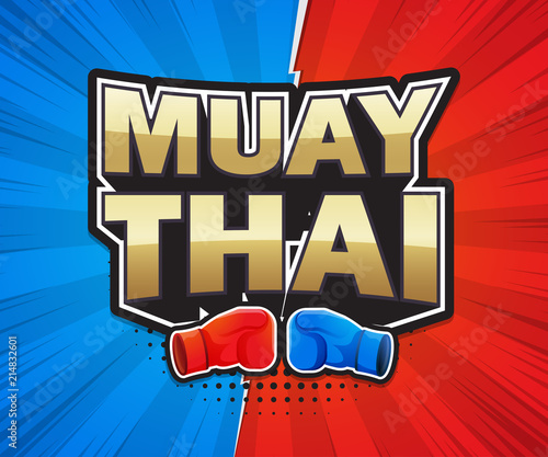 Muay Thai poster speech label banner design. Vector illustration