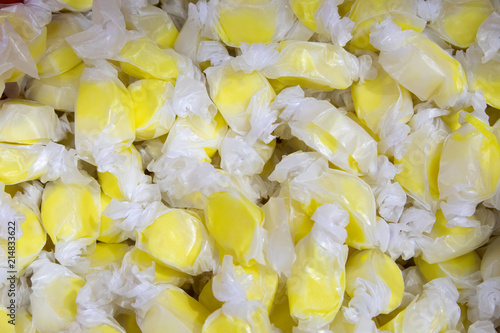 Yellow taffy in a pile